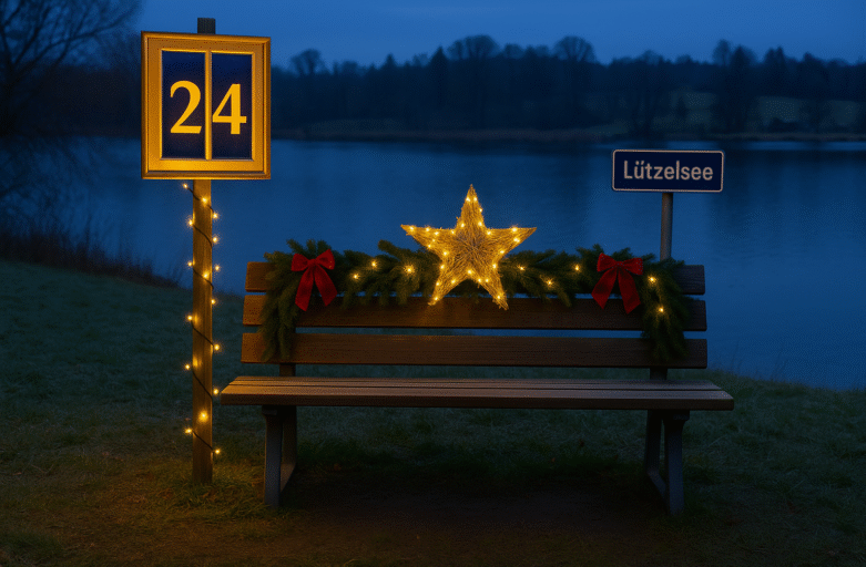 Adventsfenster Bänkli - Illustration, erstellt mit KI